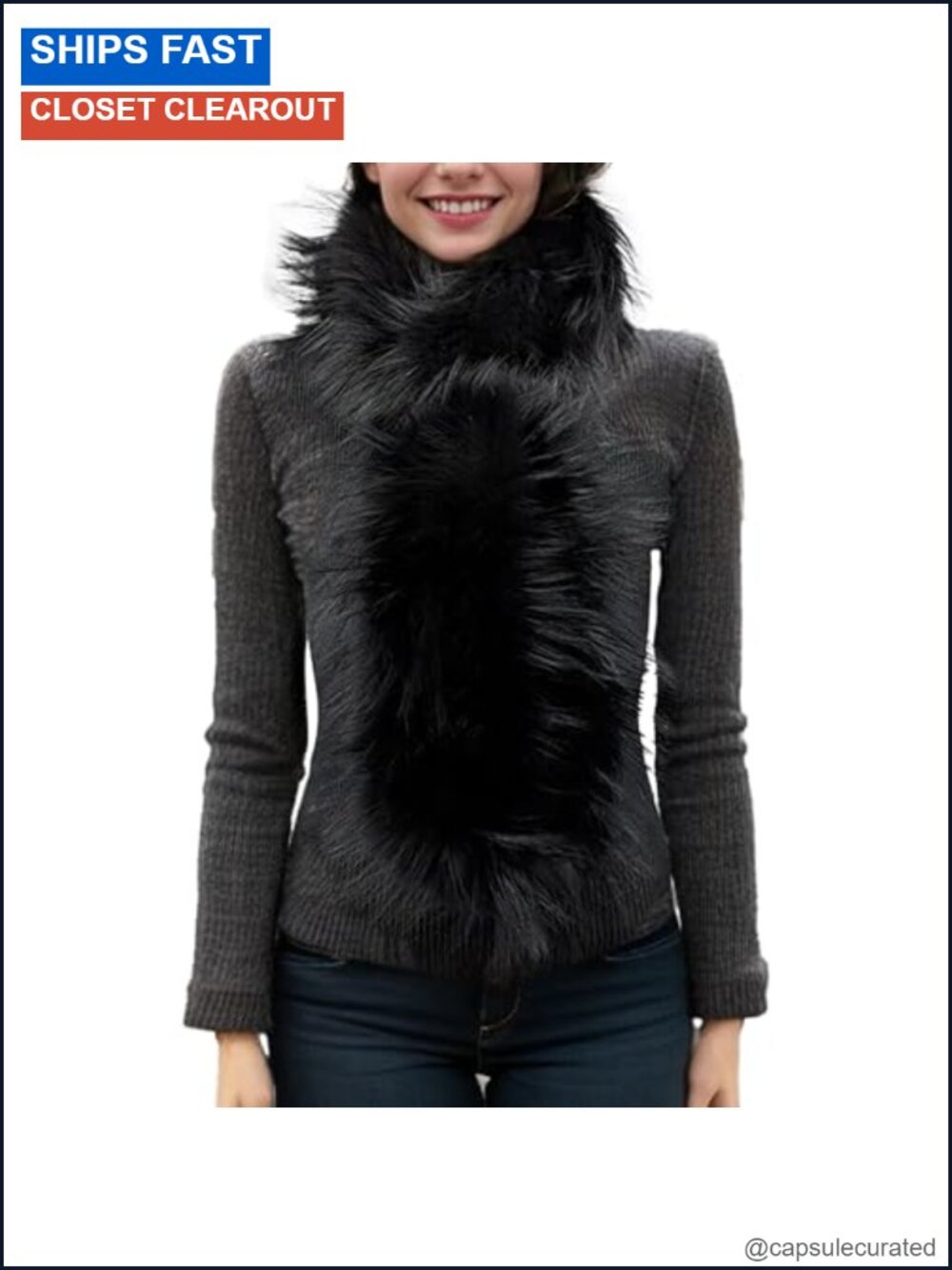 Real Fox Fur Scarf Furry Fluffy Multicolor Luxurious Cold Weather Wrap